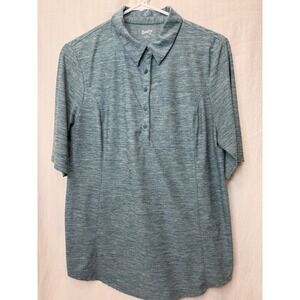 Women's‎ Duluth Trading Heather Blue Armachillo Polo Elbow Sleeve Shirt s…